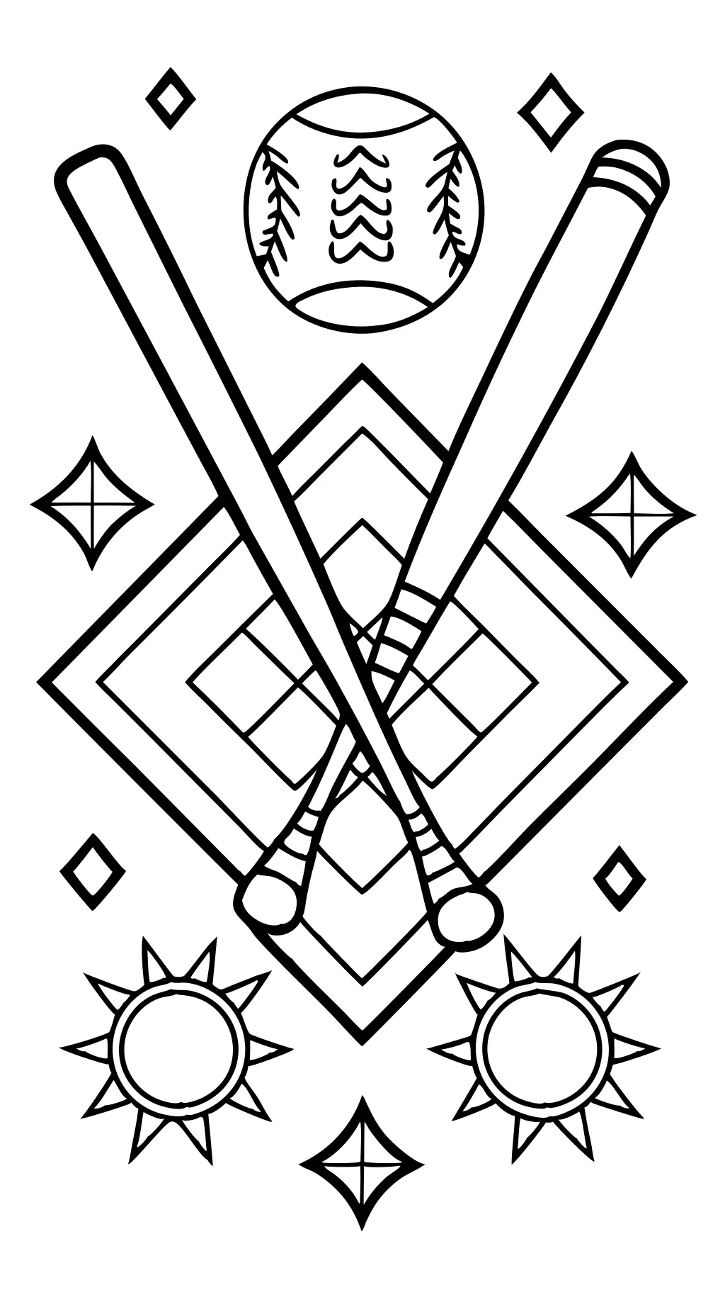 coloring pages of baseball bats